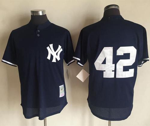Mitchell And Ness 1995 Yankees #42 Mariano Rivera Navy Blue Throwback Stitched MLB Jersey